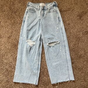 Hollister Light Blue Distressed Wide Leg Jeans